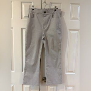Free People Gray and White Stripe Florence Crop Railroad High Rise Pants Size L